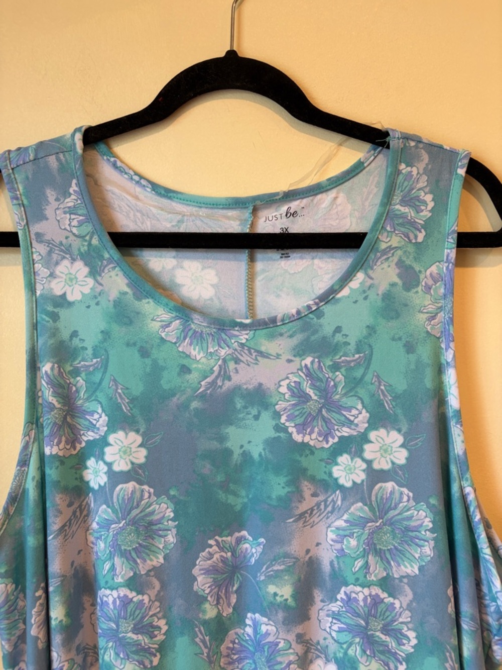 just be Teal Floral Sleeveless Swing Top - Picture 2 of 5